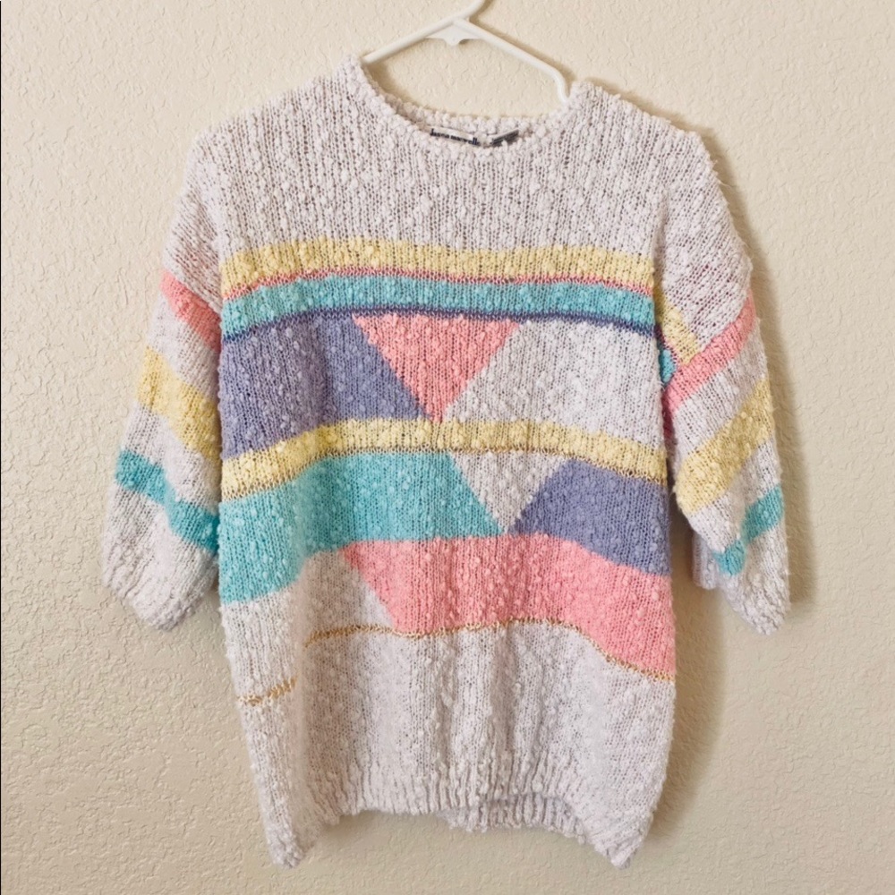 Vintage Pastel colorblock mom sweater